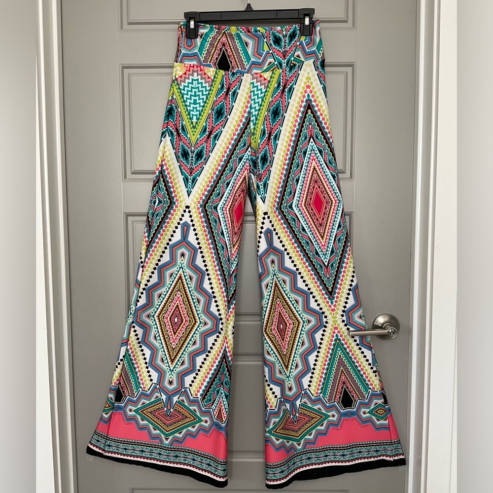 Sunny Leigh Pants. Bright Colors. Stretchy. Wide Leg. Party Pants.